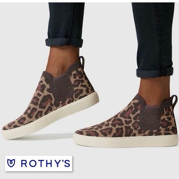 ROTHY'S Shoes - Rothys Chelsea leopard print wildcat high top sneaker women’s size 9